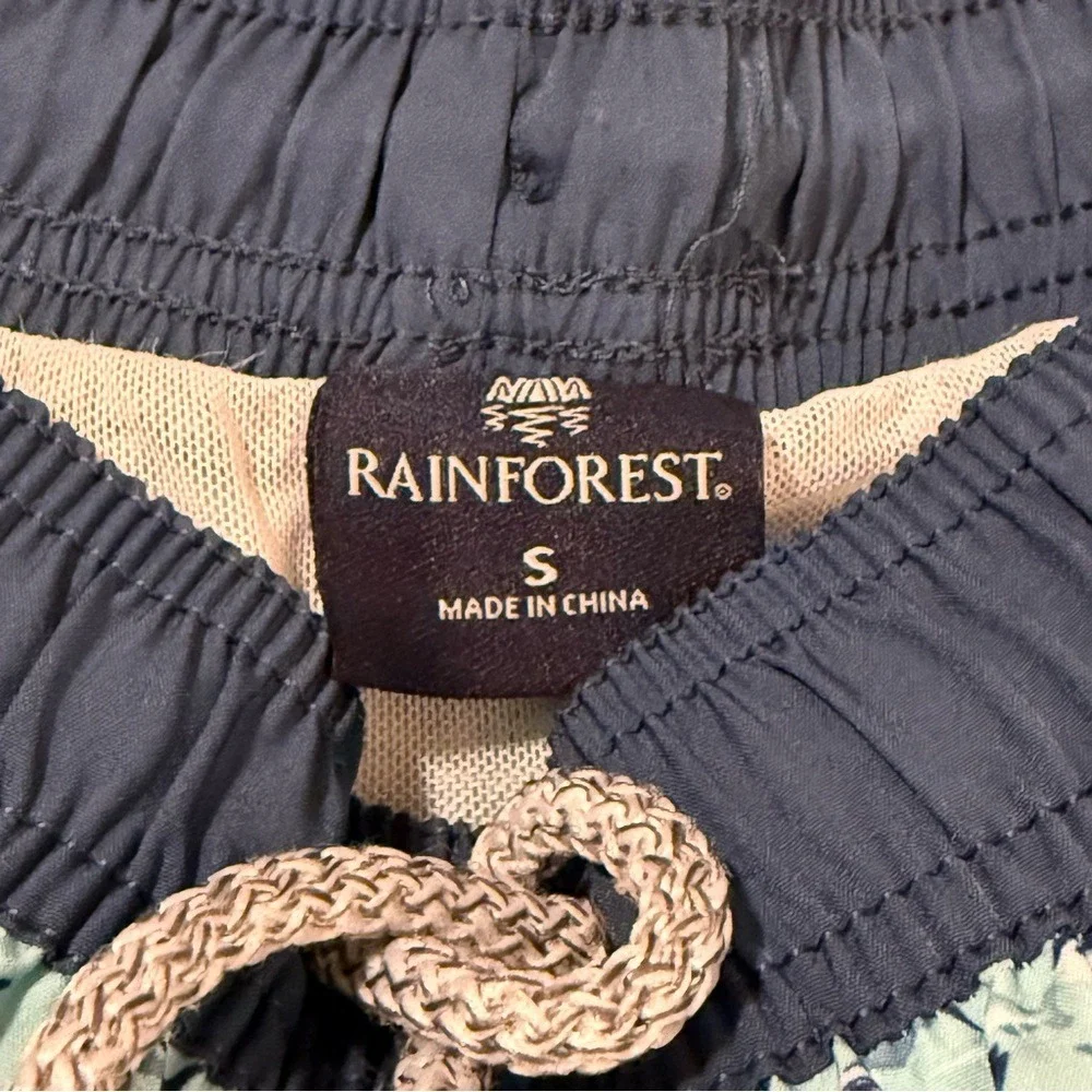 Rainforest Mens Blue Tuna Fish Print Swim Trunks Board Shorts Mesh Lined Small